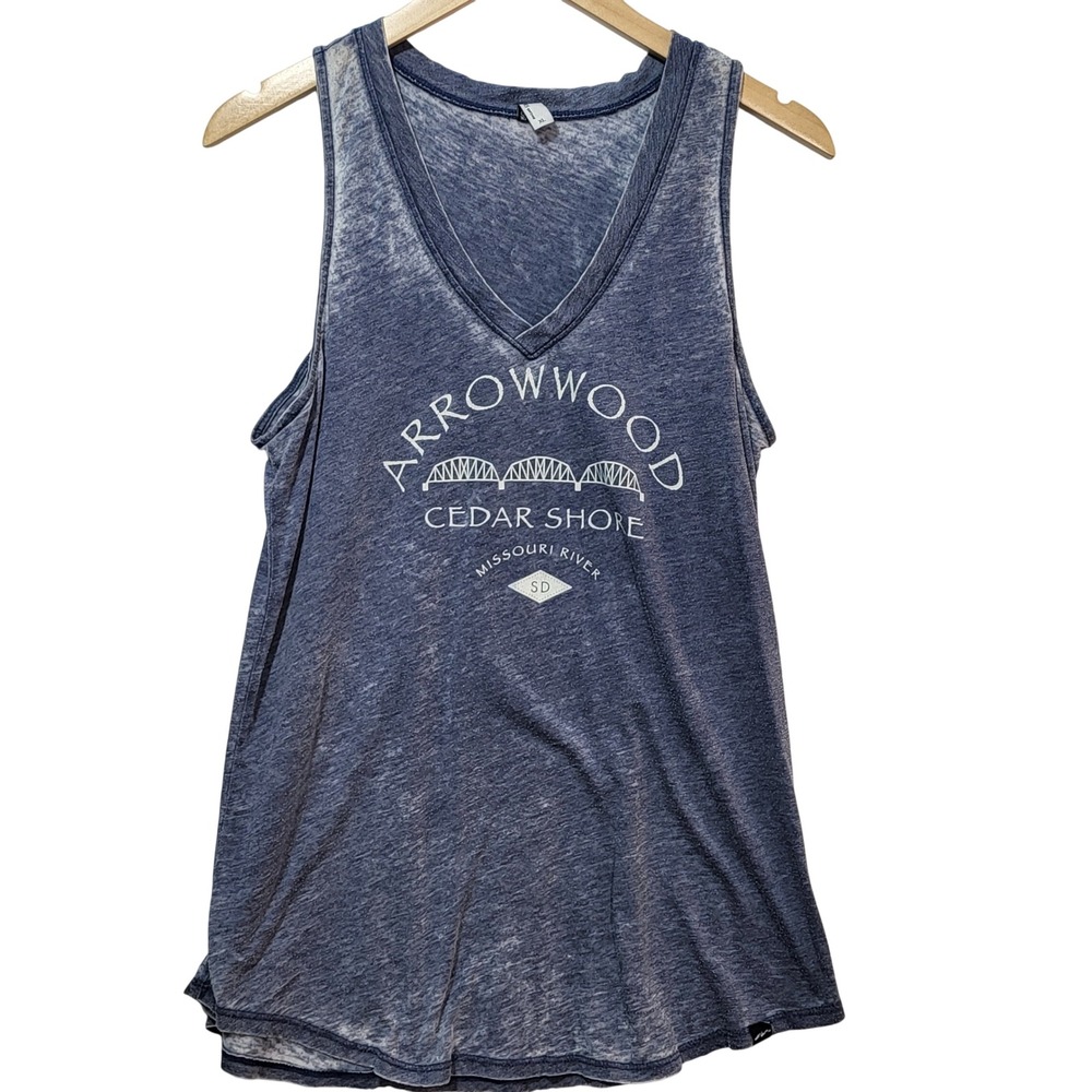 Techstyles Arrowwood Cedar Shore Missouri River SD V-Neck Tank Top‎ Blue XL